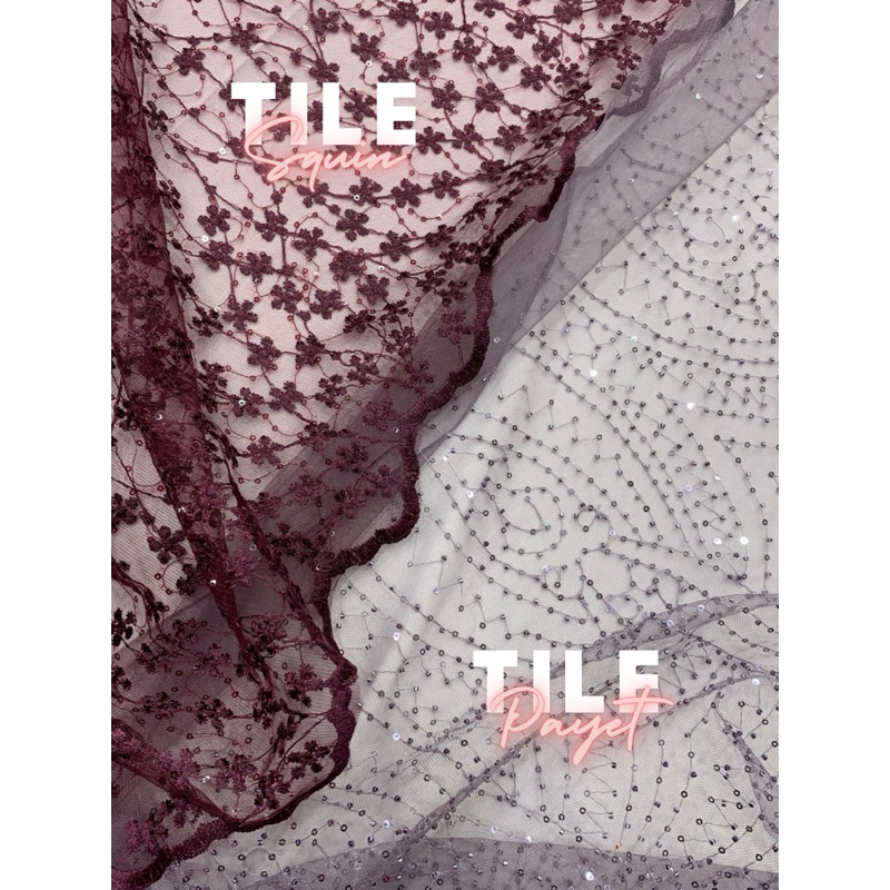 Tile Payet / Tile Bordir Squin / Tile Dress / Tile Kebaya / Seragam Pernikahan