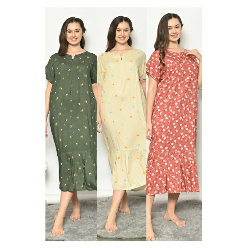 Daster Rayon Ruffle Rempel Panjang Busui