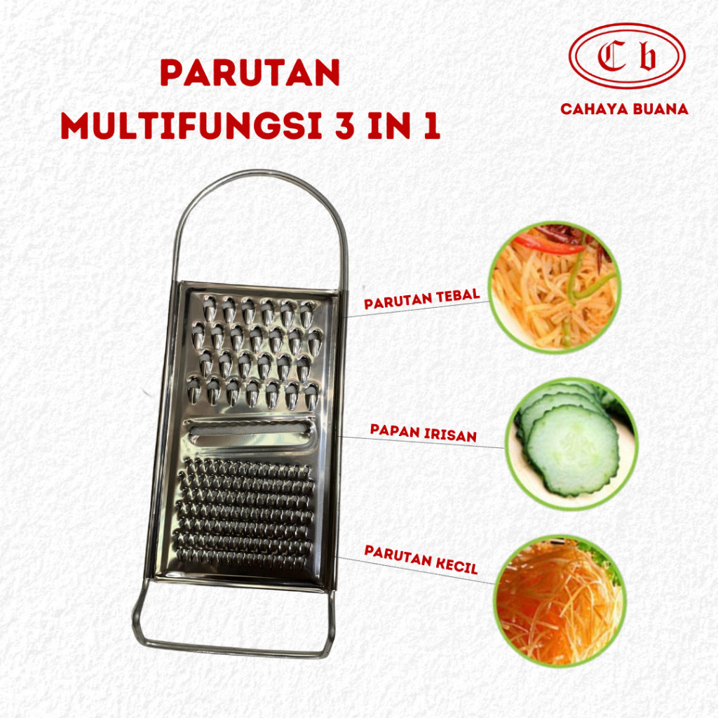 Parutan Keju Besar 3 in 1 Stainless Steel / Parutan Multifungsi