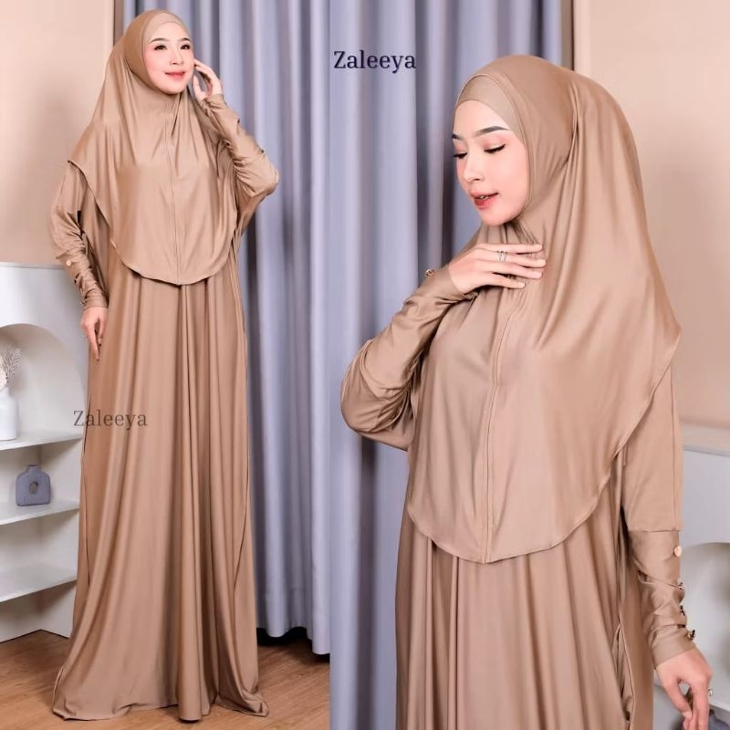 Mecca Abaya Set Hijab Lengan Kancing Gamis Syar'i