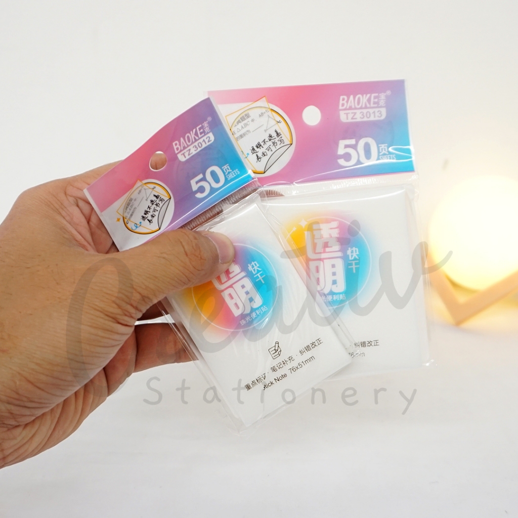 

BAOKE Sticky Notes Transparent 51x76 Mm Memo Tempel Transparan