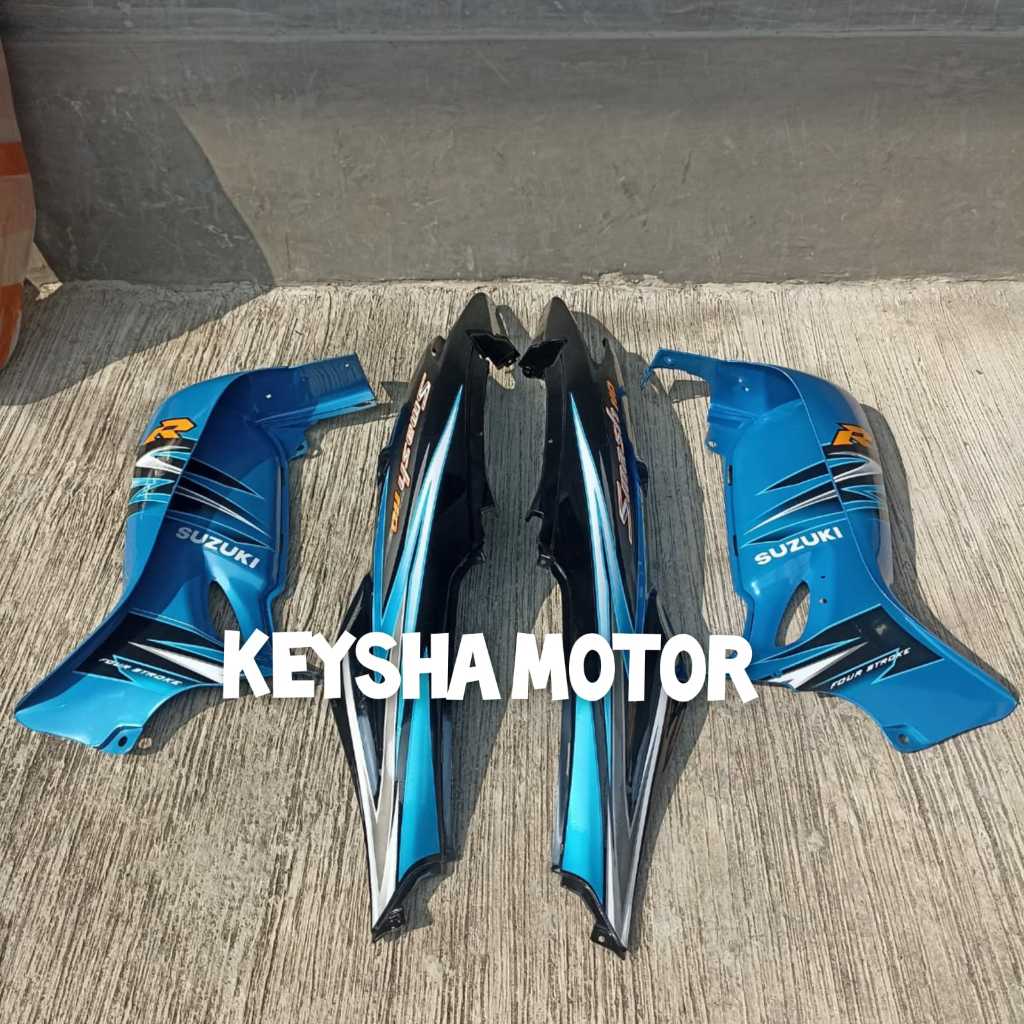 BODY SAYAP SUZUKI SMASH NEW HITAM BIRU SET STRIPING