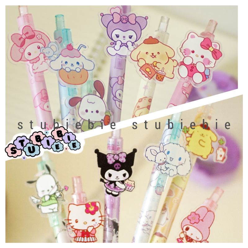

6pcs Pulpen Sanrio bundle puplen/ Bolpoint Pen melody kuromi Alat Tulis ATK