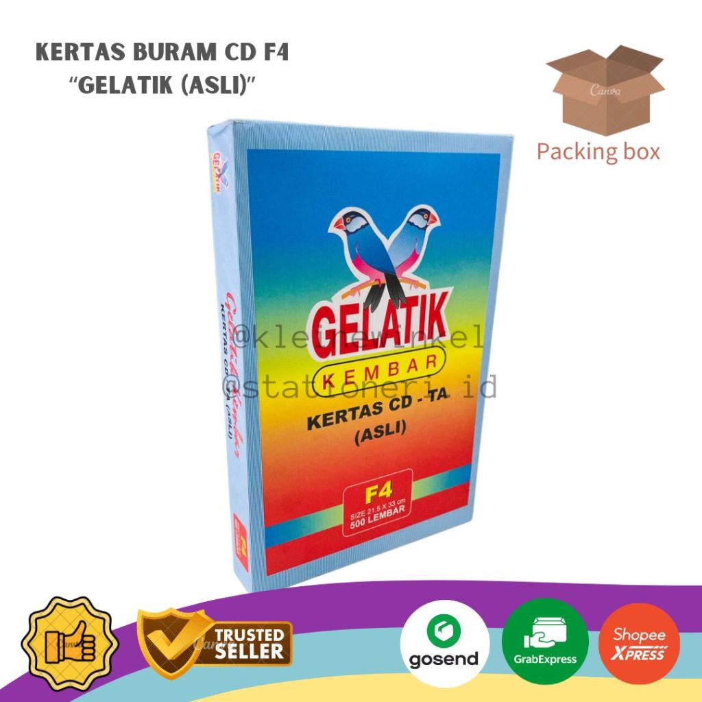 

Kertas Buram CD F4 GELATIK isi 500 lembar [ 1 RIM ]