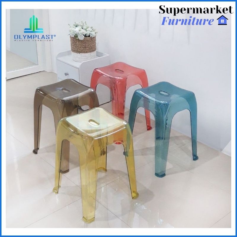 KURSI BASO BENING OLYMPLAST TRANSPARANT CRYSTAL STOOL - KURSI CAFE UNIK - Bangku Bakso