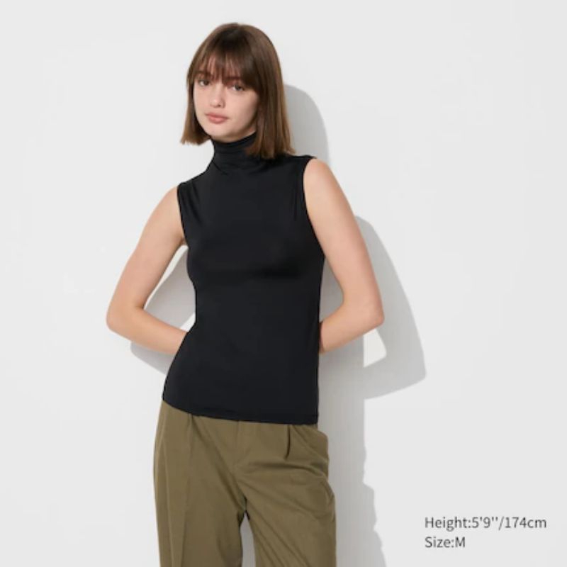 UNIQLO Manset AIRism Tshirt Proteksi Sinar UV Kerah Tinggi Tanpa Lengan ORIGINAL Jastip