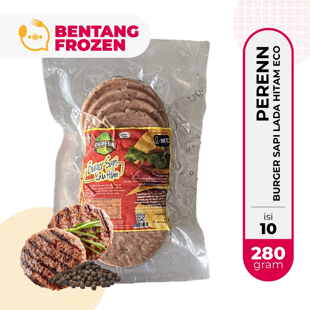 

Perenn Burger Sapi Lada Hitam 280gr Isi 10pcs / Beef Burger