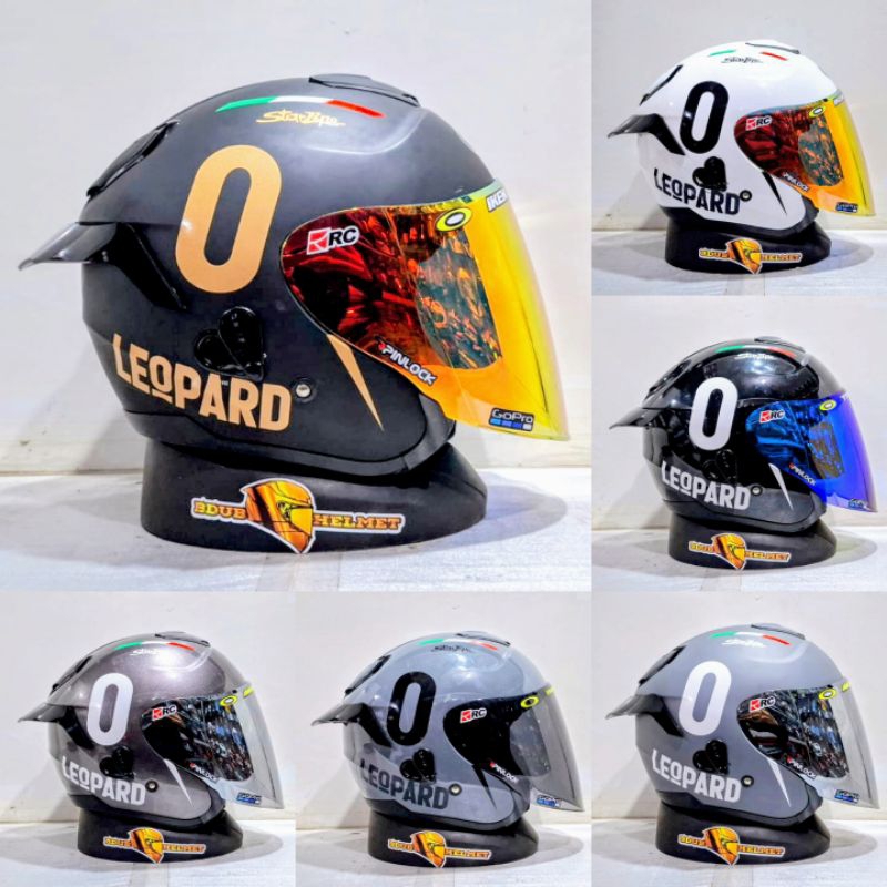 Helm kyt Kyoto R solid paket ganteng leopard