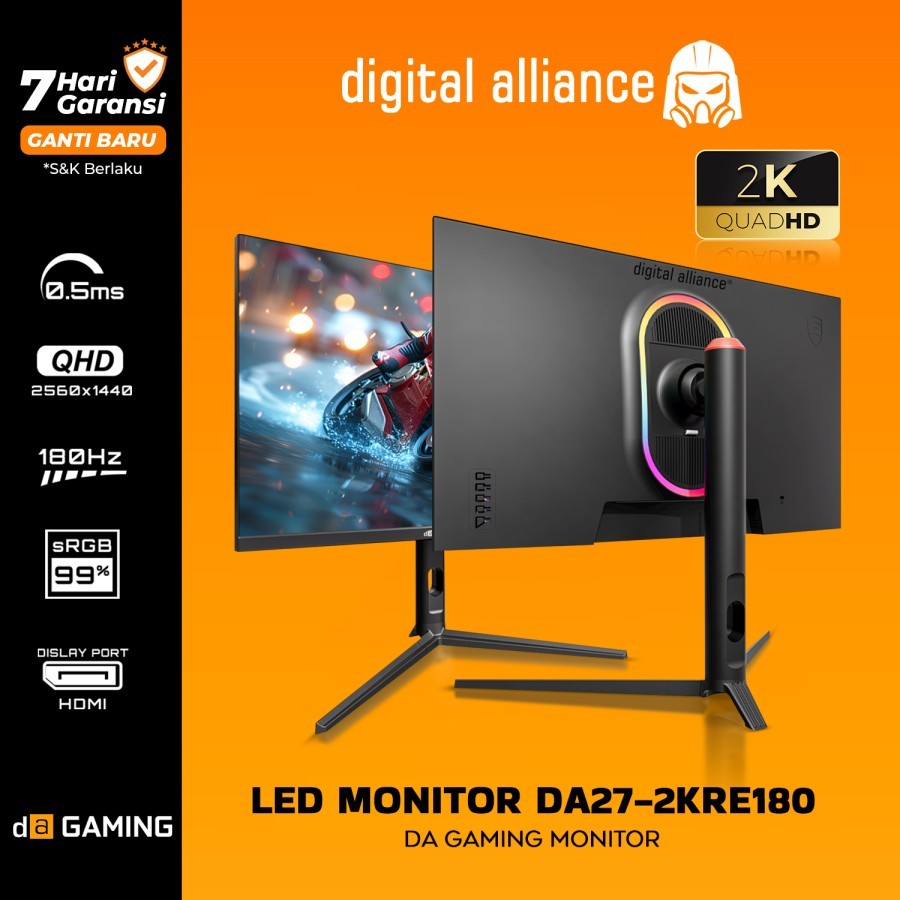 Digital Alliance DA27-2KRE180 27 Gaming Monitor- 2K QHD IPS 180Hz 1ms 99% SRGB