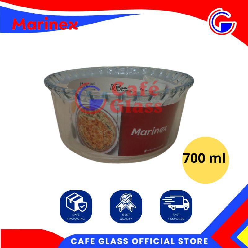 MANGKOK KACA BULAT 700ML - MARINEX WADAH SAJI TAHAN PANAS | MANGKUK PRASMANAN BAKING