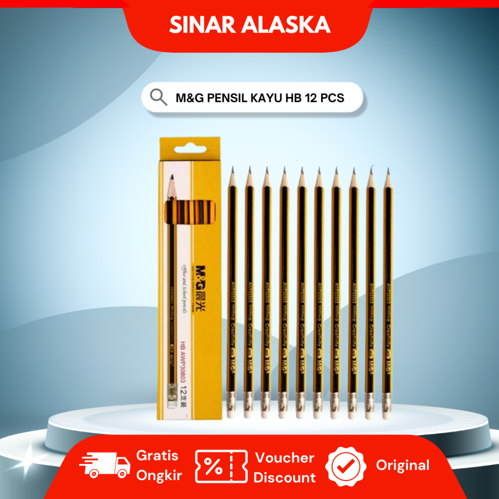 

M&G Pensil HB Plus Hexagonal Penghapus Desain Classic Warna Garis Kuning Hitam