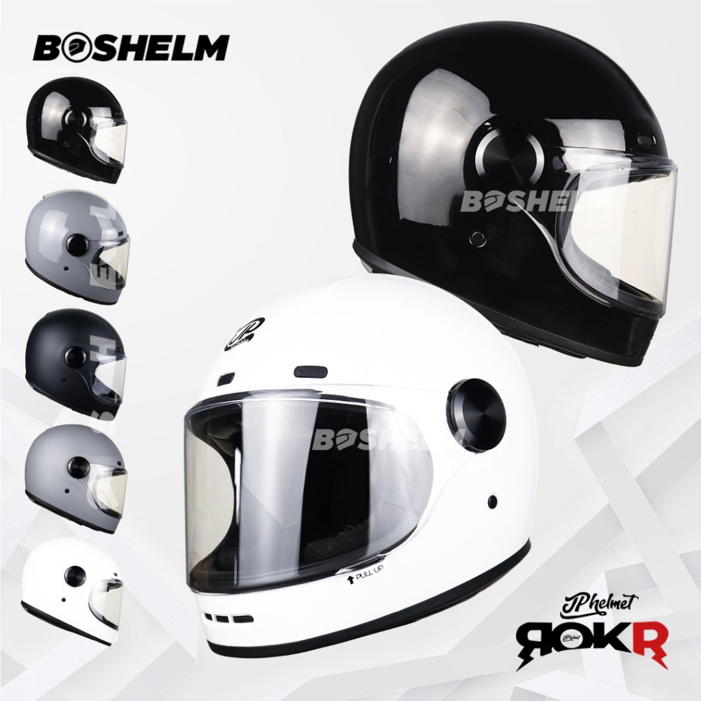 BOSHELM Helm Retro JP ROKR SOLID Helm Full Face SNI