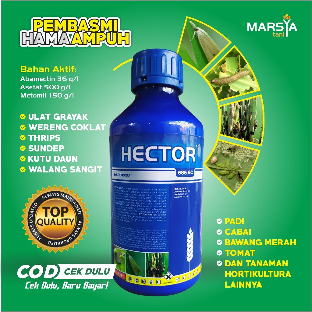 HECTOR 686 SC INSEKTISIDA ABAMECTIN/ASEFAT/METOMIL UNTUK HAMA THRIPS/ULAT GRAYAK/KUTU DAUN/WERENG