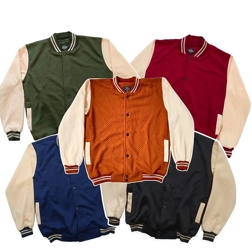 Jaket Baseball Varsity bahan Diamond Tebal Pria Wanita - Varsity Jacket Baseball Motif Terbaru | EMB