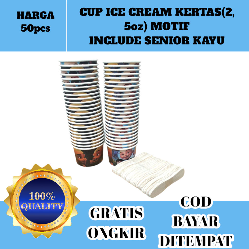 Cup Es Krim / Paper Cup Es Krim / Gelas Kertas Ukuran 2.5oz  TANPA TUTUP Cup ice cream kertas motif 