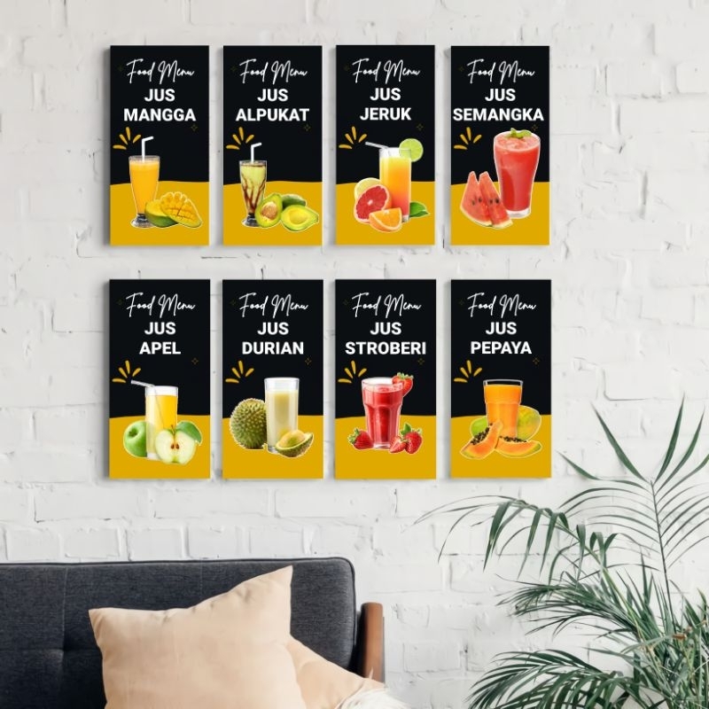 Hiasan Dinding Menu Minuman Pajangan Rumah Makan Warung Restoran Jus Buah Poster Aneka Minuman