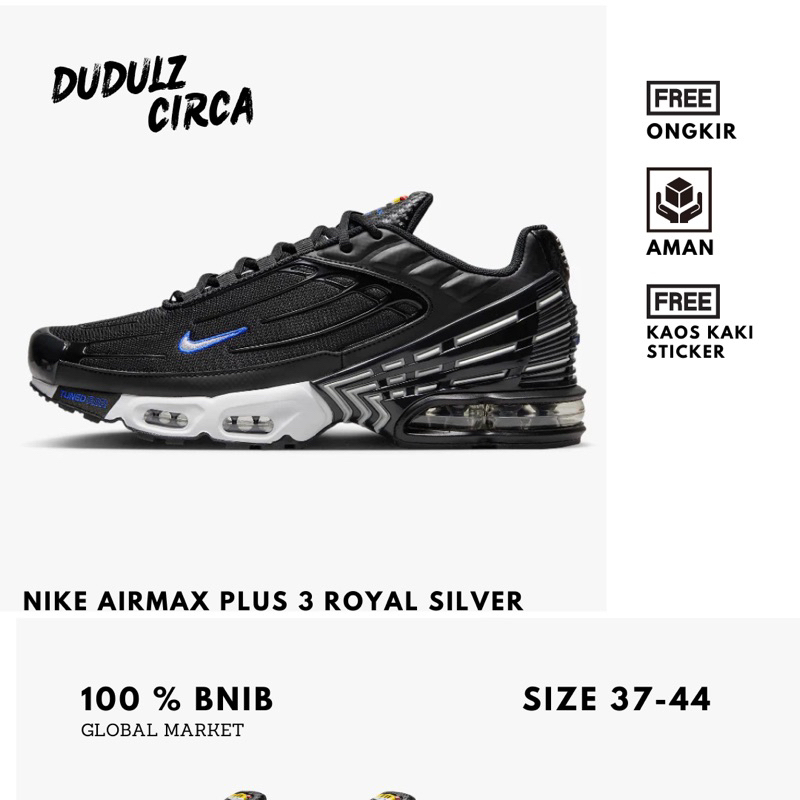 Nike Airmax Plus 3 Royal Silver  100% BNIB