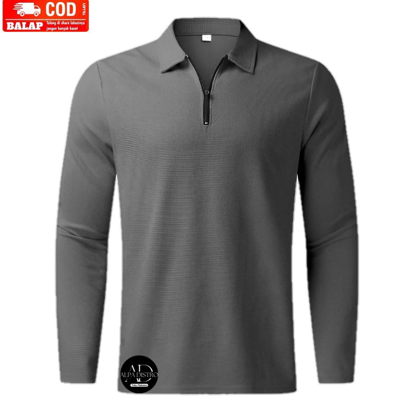 Kaos kerah zipper POLOS>COD-Kaos kombinasi cowok terbaru>Size S M L XL XXL bahan nya adem gak tipis