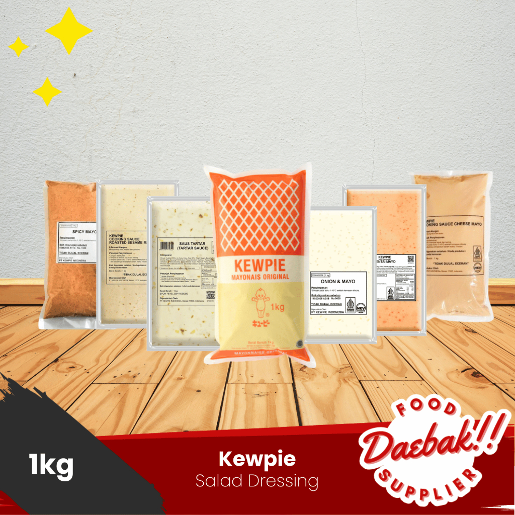 

Kewpie Cooking Sauce | Cocolan | Topping | Pendamping | Spicy Mayo | Mayonaise | Cheese Mayo | Onion Mayo | Roasted Sesame Mayo | Tartar 1kg