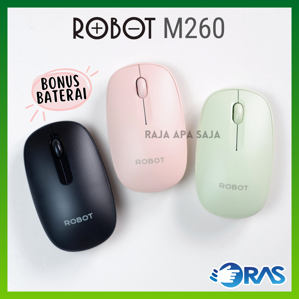 Mouse Wireless Robot Untuk HP Tab Laptop PC Komputer Bluetooth Office Kantor Tanpa Kabel Pink M260