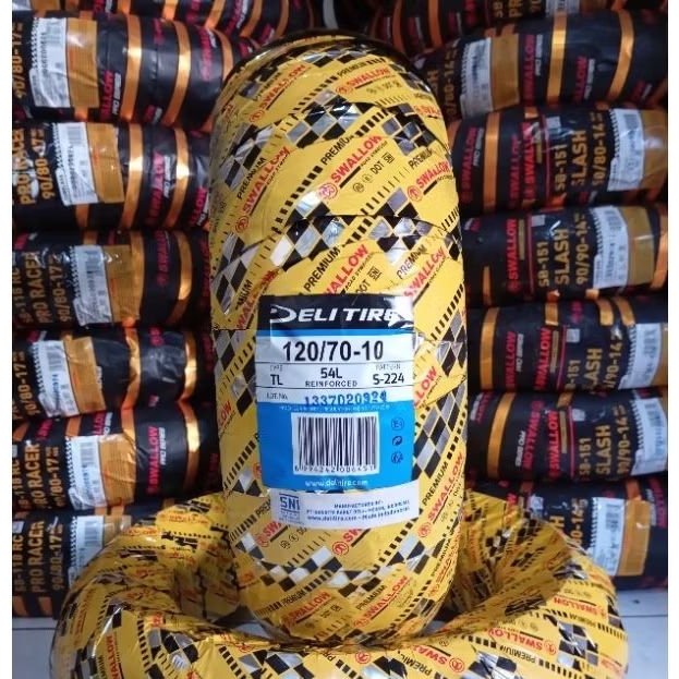 Ban Luar SWALLOW 120/70-10 tipe S-224 Tubeless Untuk Ban (belakang) Motor Vespa