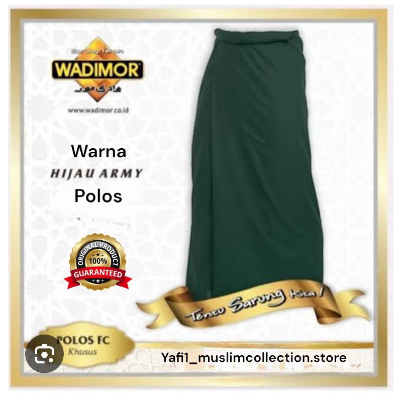 Sarung WADIMOR Polos Hijau Army  Sarung Santri Pria Dewasa Polos Wadimor Original