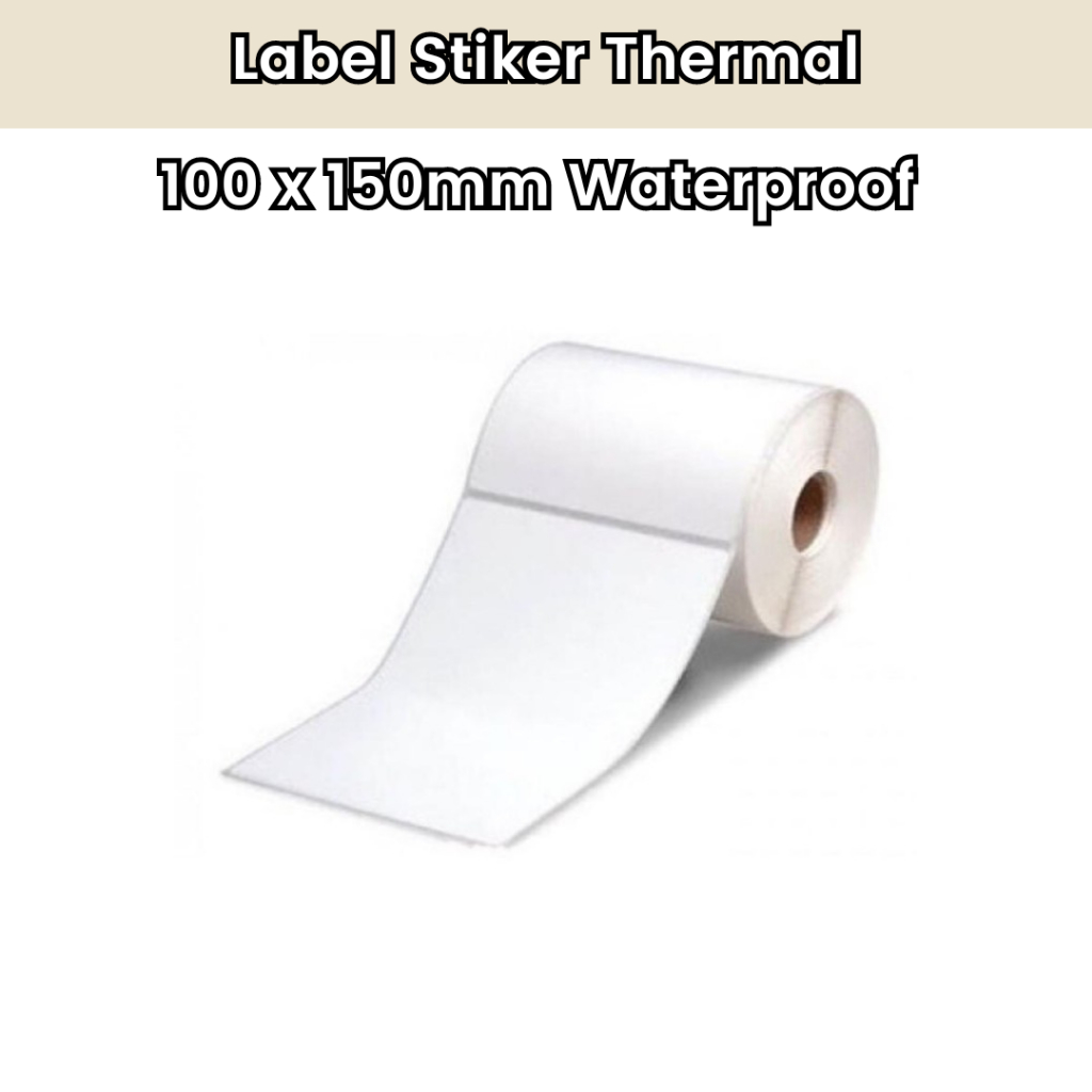 

Label stiker Thermal 100x150mm Waterproof / Sticker Label Continuous / Label Kertas Isi 500pcs Tidak Luntur Lem Kuat Grosir