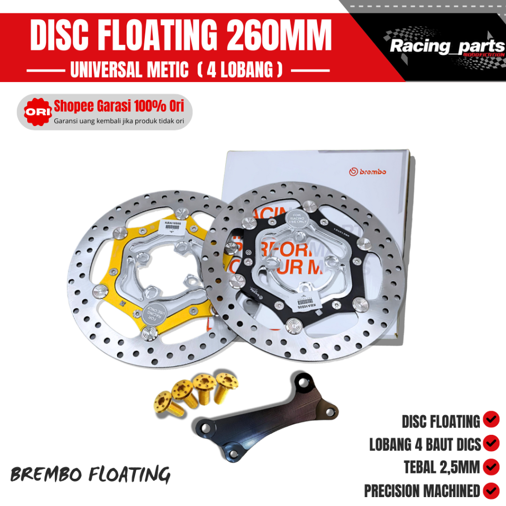 Piringan Cakram Brembo260mm DISC BREMBO ORIGINAL VIETNAM Universal Rotor FLOATING 260 mm Motorcycle