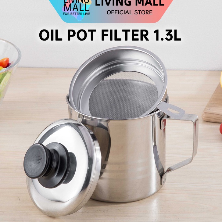 Teko Penyaring Minyak Stainless  Oil Pot Saringan Stainless  Tempat Saringan Minyak Goreng 13ML