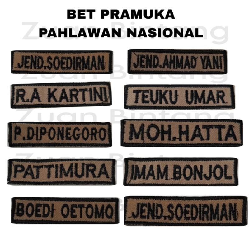 BET PRAMUKA / BET NAMA PAHLAWAN NASIONAL BORDIR