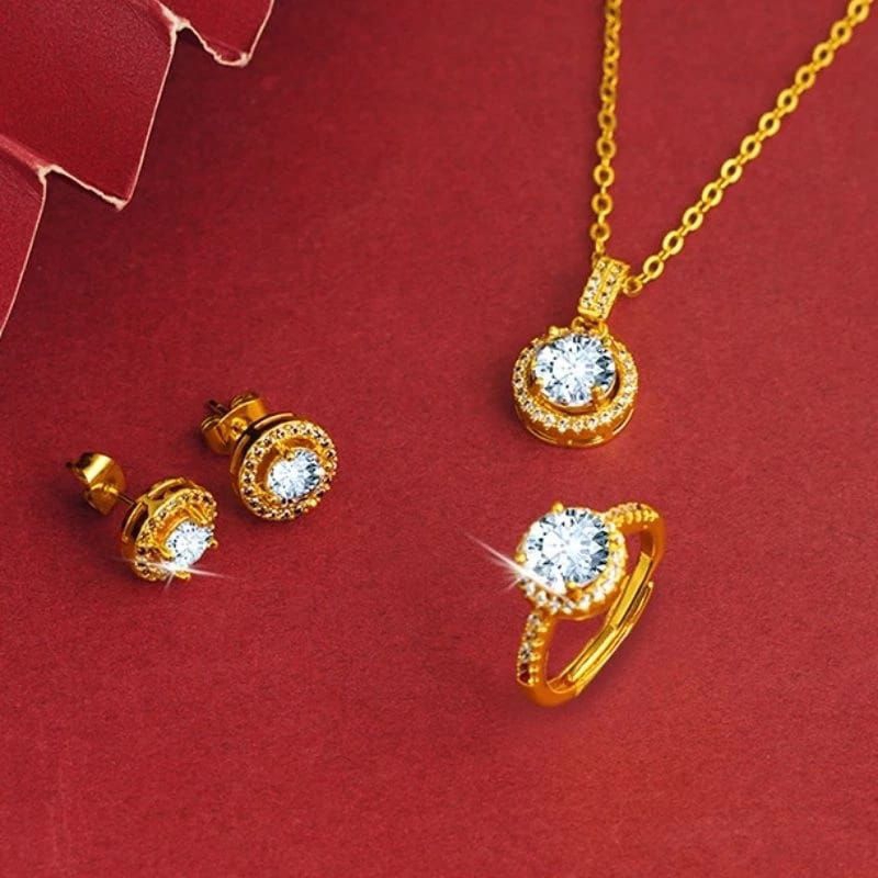 set perhiasan wanita dewasa, remaja motif liontin bunga matahari titanium fashion