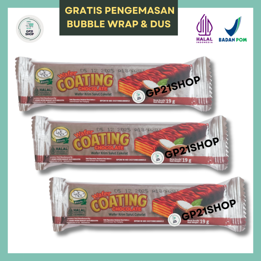 

Nycyta Home [1 Pack] Denex Wafer Coating Chocolate 19Gr X 10 Pcs - Wafer Krim Coklat Snack Cemilan