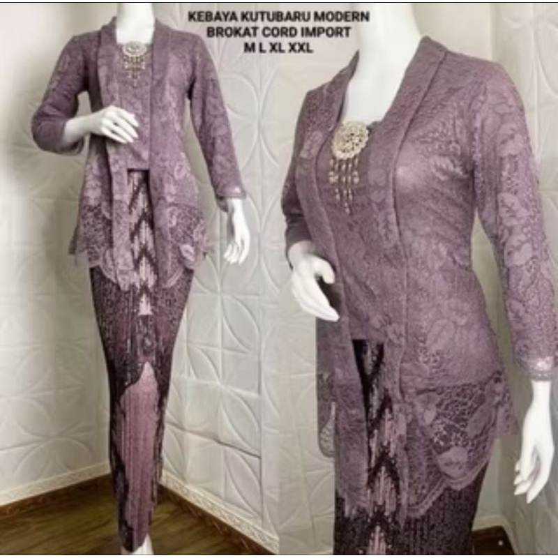 Atasan Kebaya Brukat Kutubaru Lengan Panjang Modern Ld 120 XXXLKebaya Kutubaru Warna Merah Cabe Size