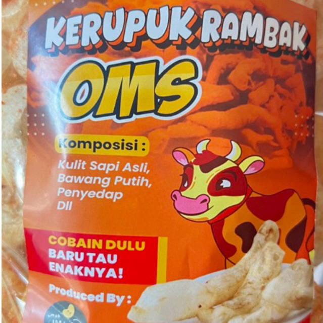 

krupuk kulit sapi asli rambak varian balado kemasan 250gr