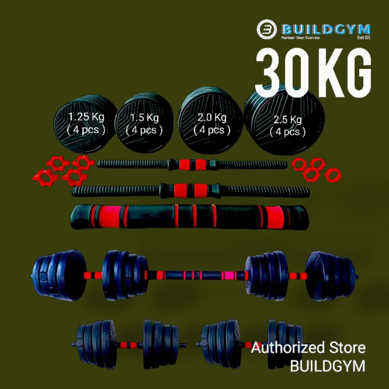 Dumbell Set 30 Kg Plastik 30Kg Plastic