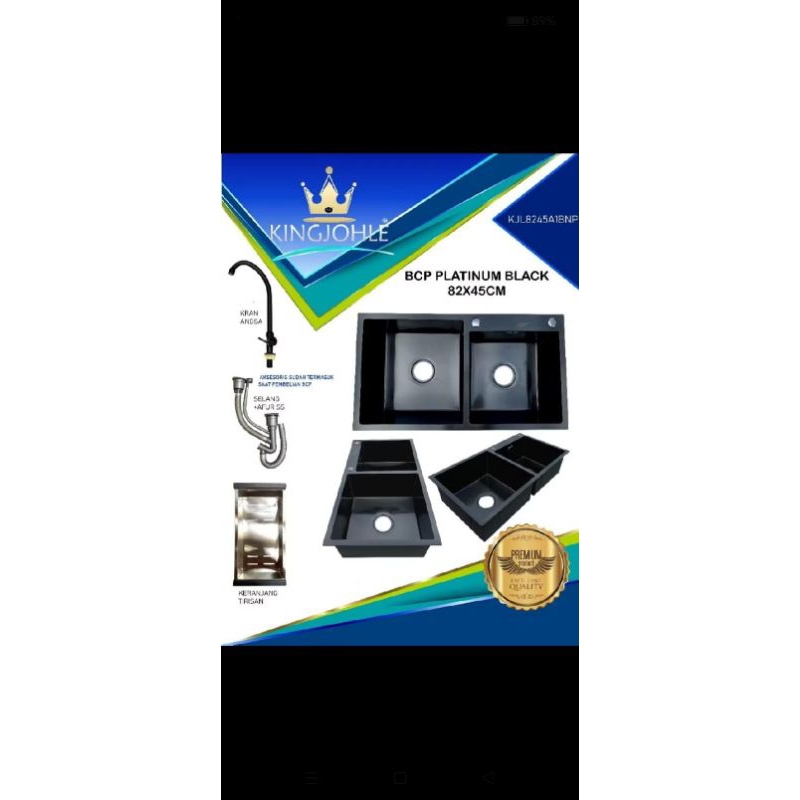 NEW BCP 2 LUBANG / BAK CUCI PIRING STAINLESS 2 LUBANG KINGJOHLE