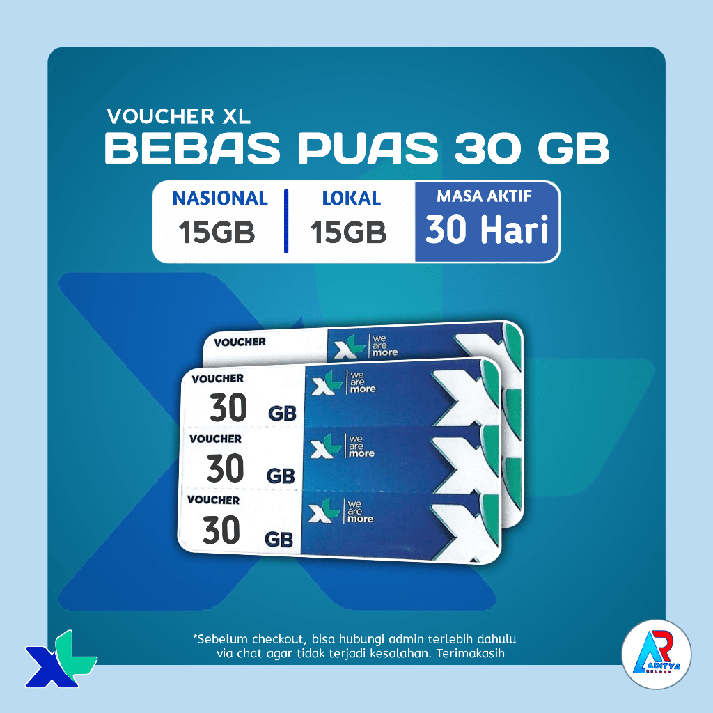 Voucher Kuota XL Bebas Puas 30GB 30Hari