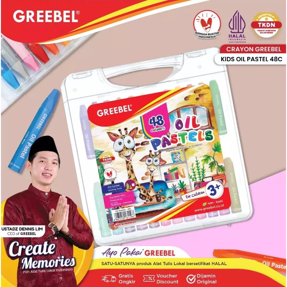 

GREEBEL Crayon Krayon KIDS OIL PASTEL 48 Warna / Crayon Greebel / Krayon 48 Warna / Crayon Aman untuk Anak