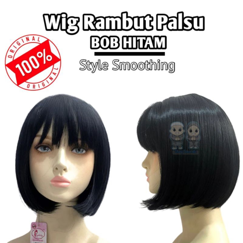 Wig Rambut Palsu Bob hitam,Wig rambut bob pendek lurus,wig Bob hitam,wig rambut palsu
