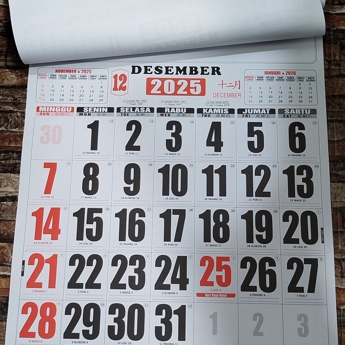 

KALENDER DINDING ATAU KK JUMBO WARNA 2025 - KK JUMBO gambar DAN TULISAN HITAM