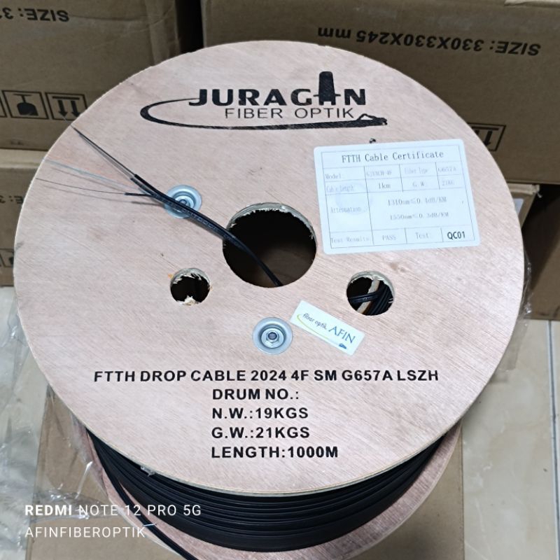 kabel dropcore 4 core 3 sling// panjang 1.000 meter/kabel dropwire 4 core 3 sling