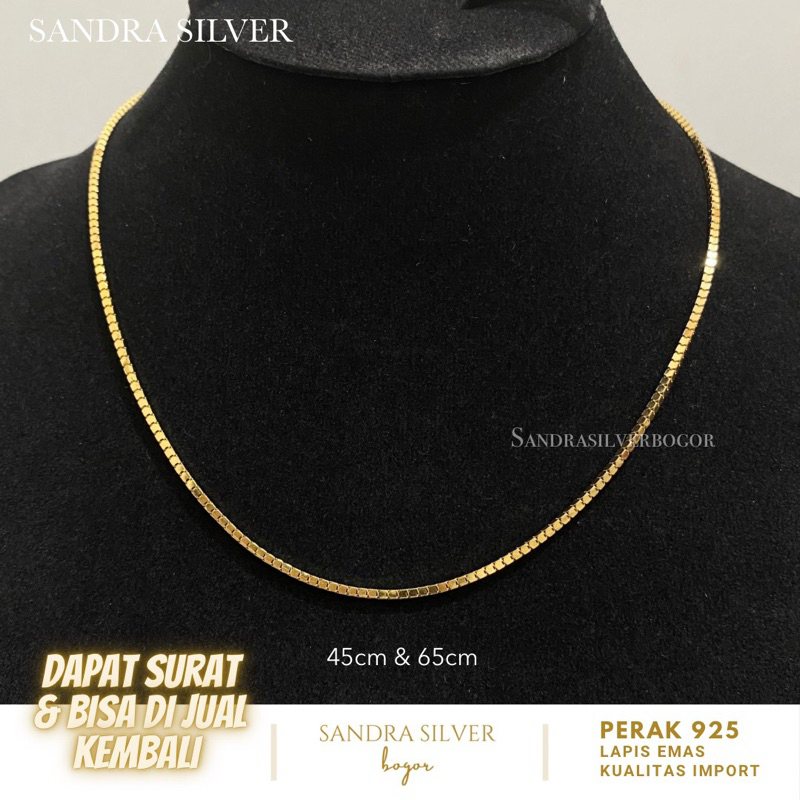 Kalung Milano kaca perak 925 Lapis emas Gold - Silver 925 necklace