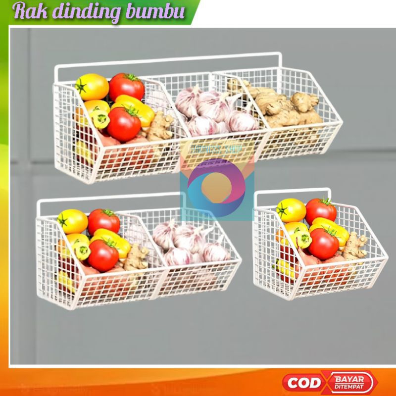 RAK BUMBU DINDING PUTIH, RAK PENYIMPANAN BUMBU DAPUR, KERANJANG PENYIMPANAN BUMBU SERBAGUNA