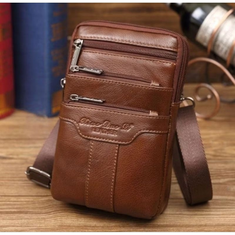 Tas Selempang Pria Kulit Asli Shoulder Bag Pria Kulit Asli Multifungsi Tas Bahu Kulit Asli Import Pr