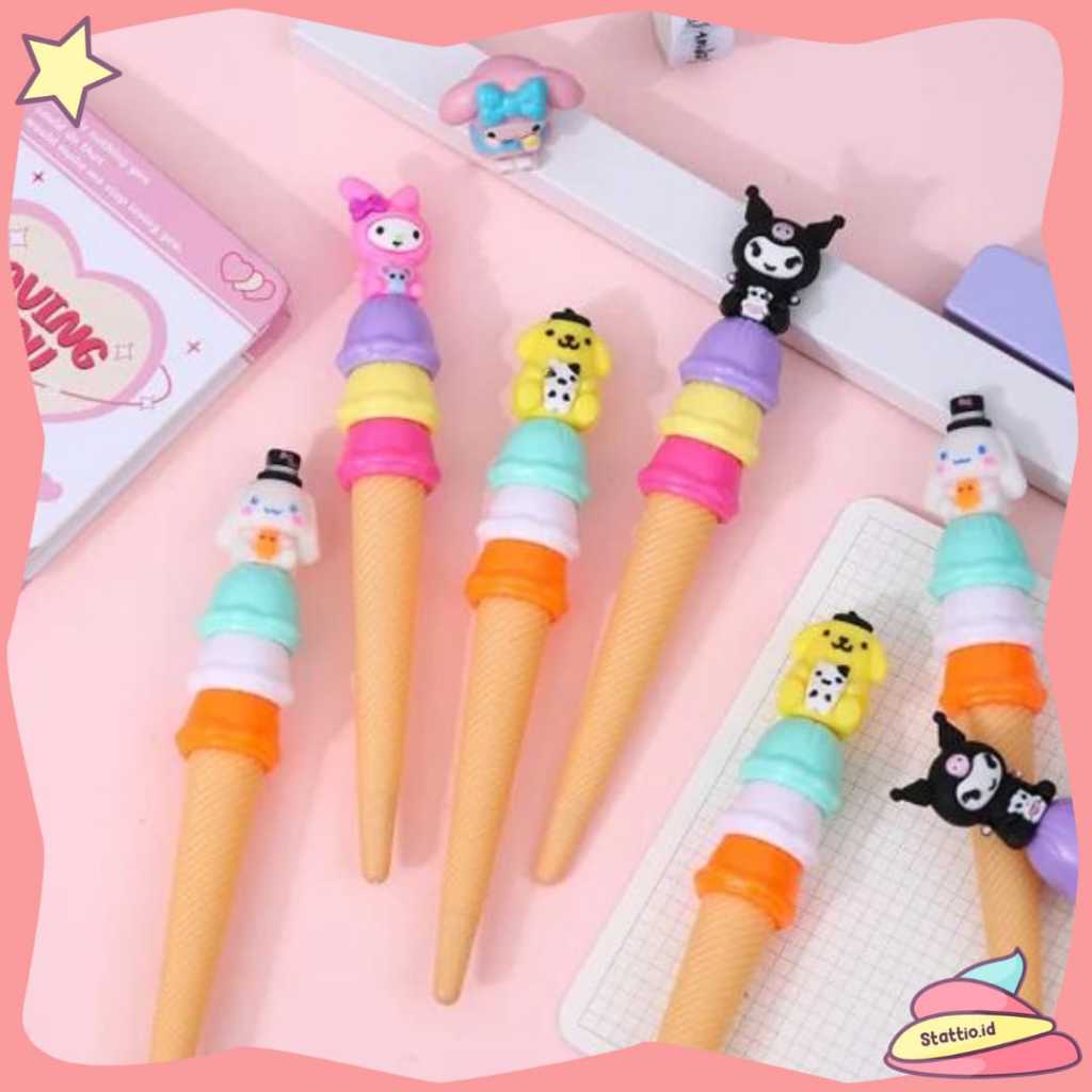 

Pena Gel Ice Cream Cone Sanrio PGK-1431Pulpen Bolpoint Pen Tinta Bolpen My melody Kuromi Cinnamorol