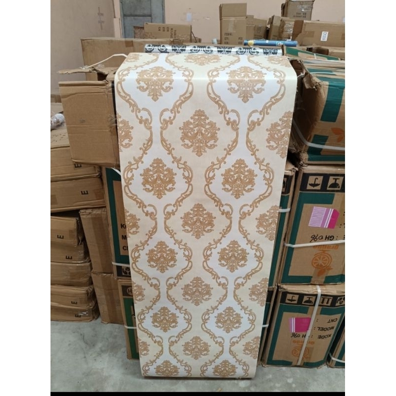 COD Wallpaper Dinding Ukuran 45cmx 10m Motif Batik Kuning Gold cy1175 wallpaper stiker wallsticker