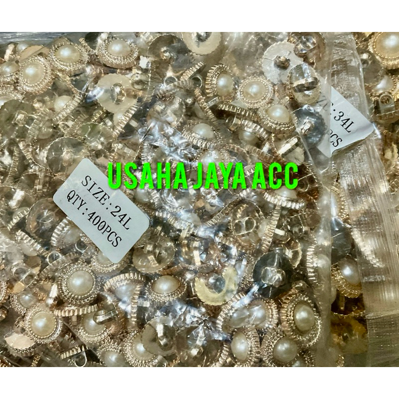 Kancing Mutiara Emas Motif Grigi Warna Emas Ukuran 18L 34L Berkualitas kancing Gold / Kancing Emas