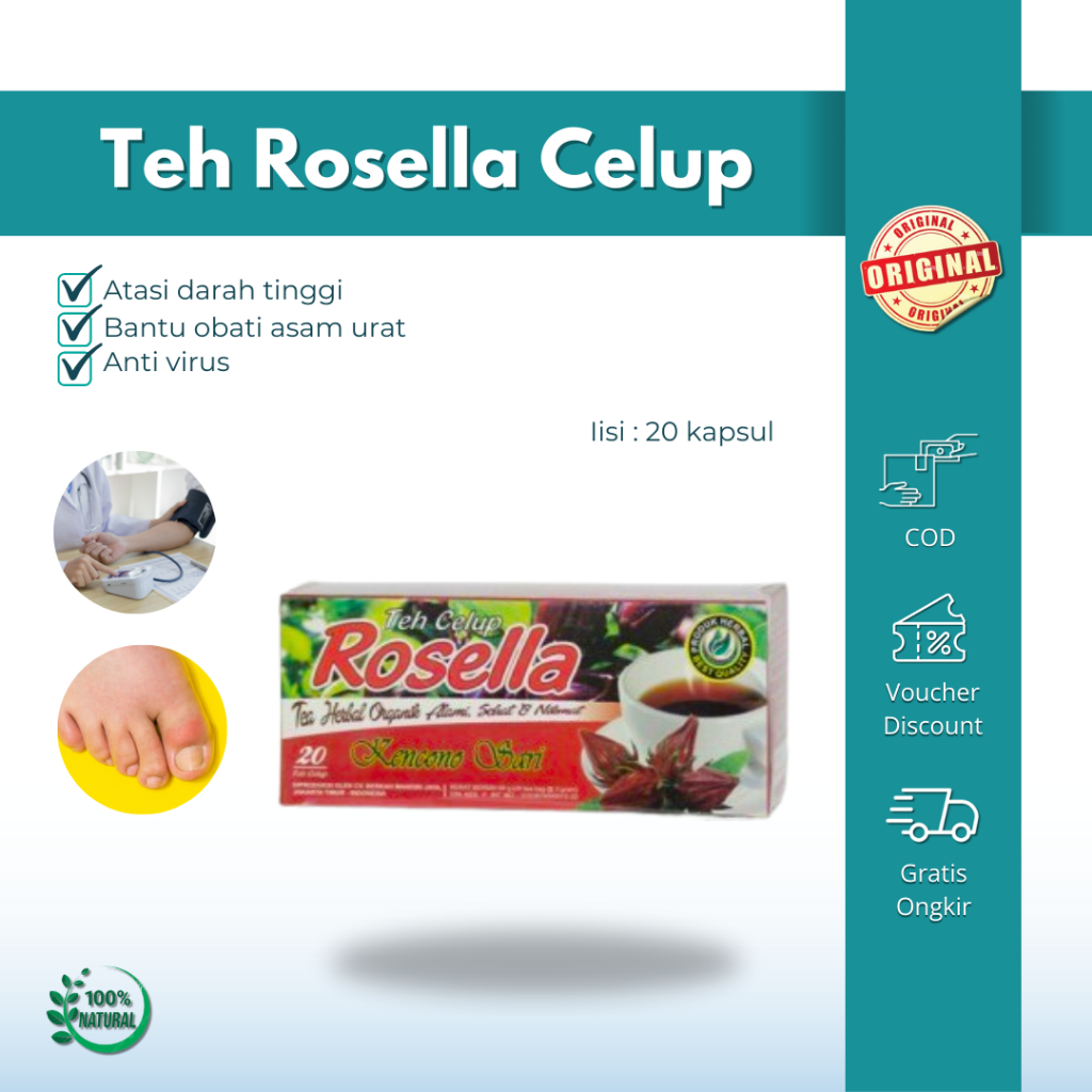 

Teh Celup Bunga Rosella Rosela Herbal Kencono Sari Asli 100% Original