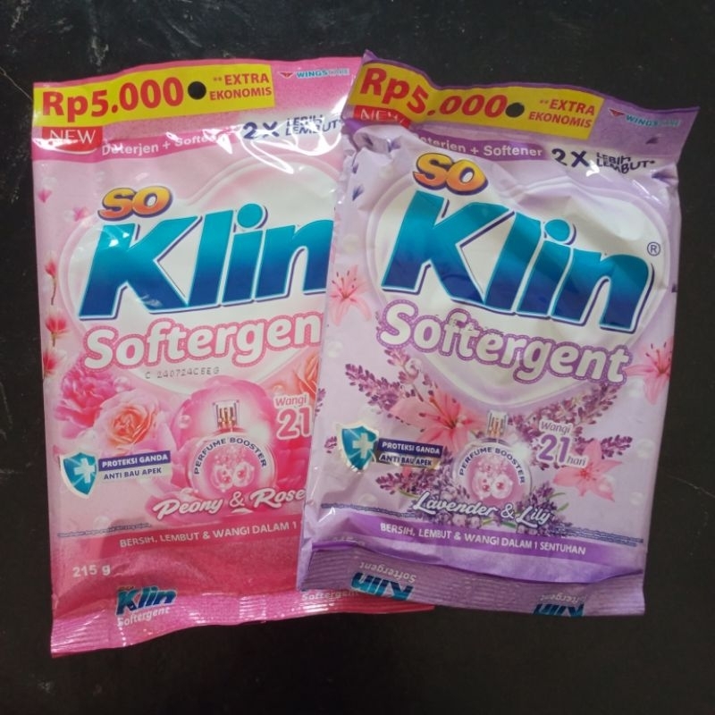 (paket 5 pcs) so klin softergent 215gr mix varian - so klin 5000 - sabun cuci bubuk