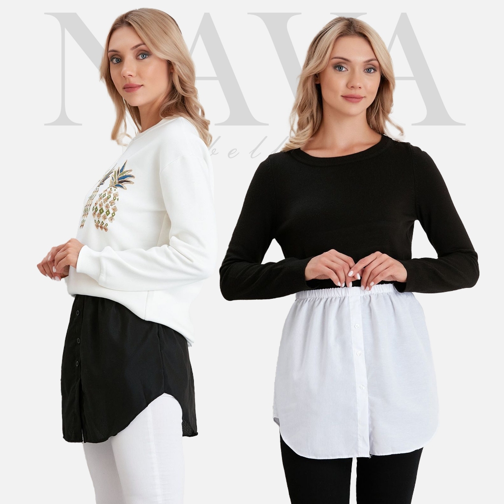 NAVABELLE - Extender Skirt | Rok Extender | Fake Skirt | Rok Palsu Sambungan Baju | Rok Kancing Teng